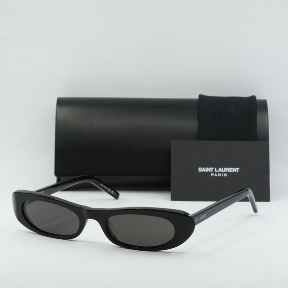 Saint Laurent SL557 SHADE 001 Oval Sunglasses - Black - Picture 2 of 10